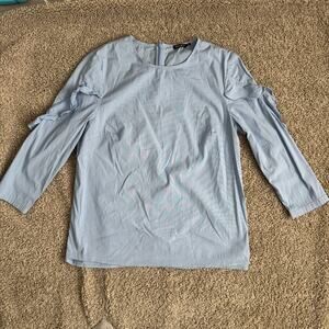 J. MCLAUGHLIN Women Blue 3/4 Sleeve Large Blue Blouse 1/4 Back Zip Size XS